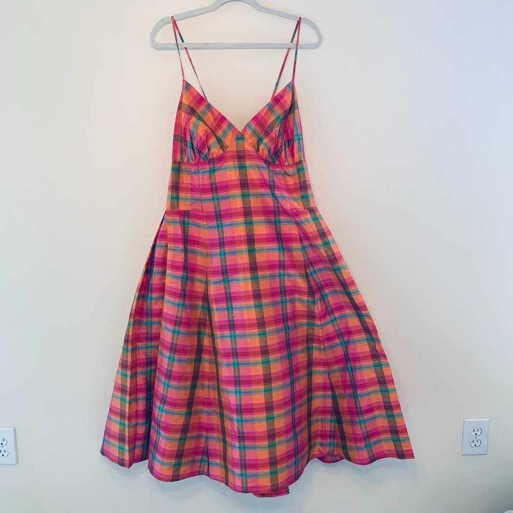 Isaac Mizrahi for Target Plaid V-Neck Silk Dress